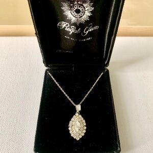Vintage REGAL GEMS Rhinestone Marquise Pendant Necklace Org Box